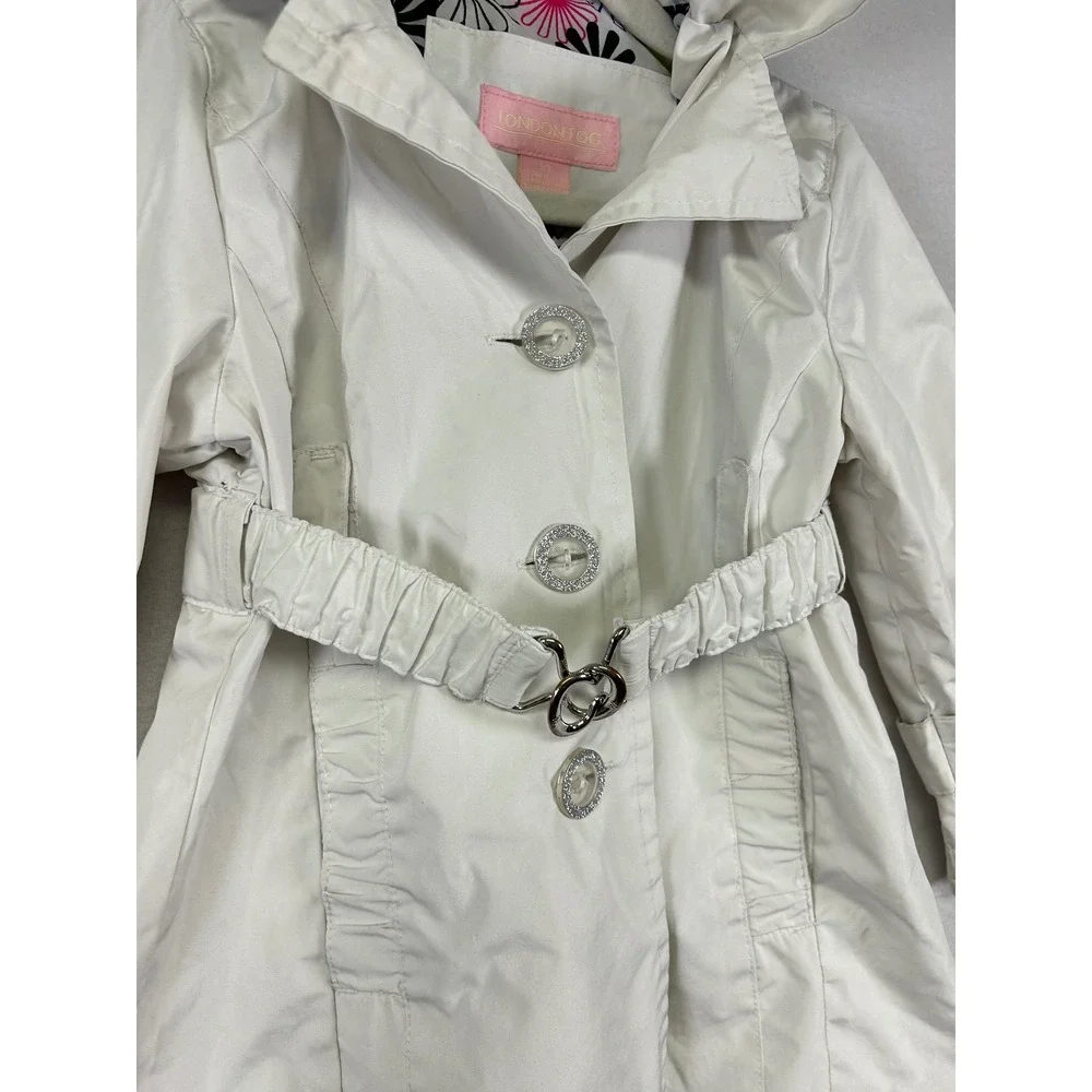 Classic Preppy London Fog Kids 3T‎ Floral Lined Belted Trench Coat L111799-BT